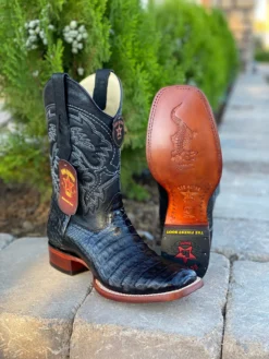 Men's Wide Square Toe Caiman Belly Boot In Color Black Style#8228205