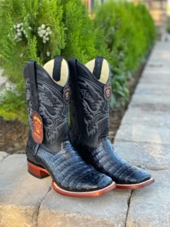 Men's Wide Square Toe Caiman Belly Boot In Color Black Style#8228205 -Rodeo Western Sales IMG 85942 scaled
