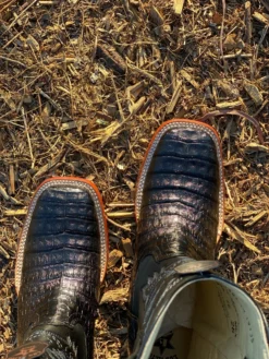 Men's Wide Square Toe Caiman Belly Boot In Color Black Style#8228205 -Rodeo Western Sales IMG 86022 scaled