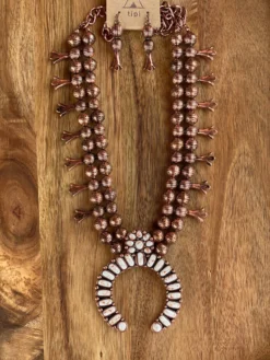 Navajo Pearl Statement Squash Blossom Necklace Set