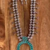 Navajo Pearl Statement Squash Blossom Necklace Set In Silver & Turquoise