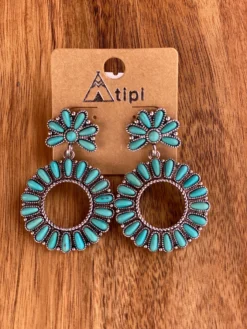 Turquoise Round Drop Down Earrings