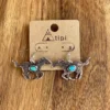 Horse Earrings With Blue Stone