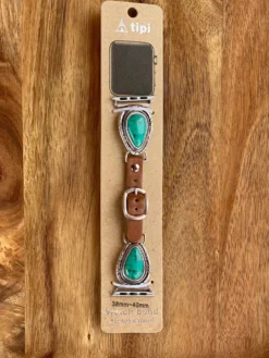 Western Watch Band Green Stone