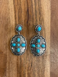 Oval Blossom Turquoise Earrings
