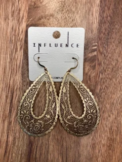 Gold Platted Drop Down Earrings Flower Design