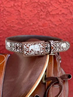 Men's Cinto Lazer - Toro En Color Cafe Con Blanco