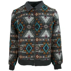 MEN'S Hooey - “Presidio” Hooey Bomber Jacket Tan/Brown Aztec Pattern