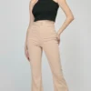 Slim High Rise Flare Jeans In Beige