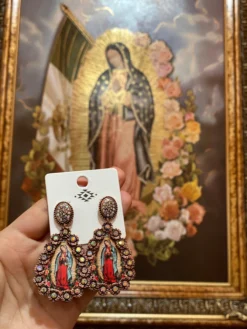 Virgencita De Guadalupe Drop Down Earrings