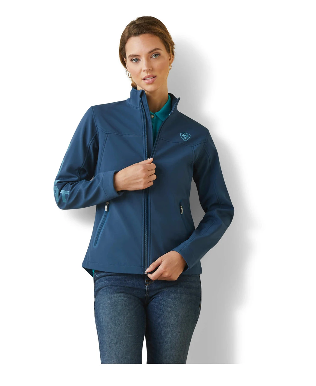 WOMEN'S Ariat Team Logo Softshell Deep Petroleum Jacket 2 WOMEN'S Ariat Team Logo Softshell Deep Petroleum Jacket - Image 2