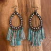 Turquoise Tassel Tear Earrings