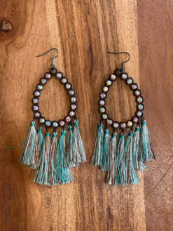 Turquoise Tassel Tear Earrings