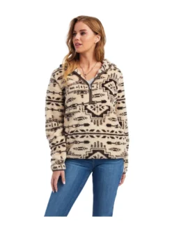 Women's Ariat REAL Berber Pullover Sweatshirt In French Oak Banyan Bark
