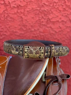 Men's Cinto Lazer - Centenario En Color Cafe Con Dorado