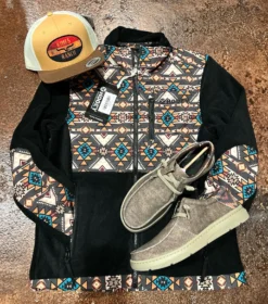 MEN'S Hooey - “Hooey Tech Fleece Jacket” Brown Aztec