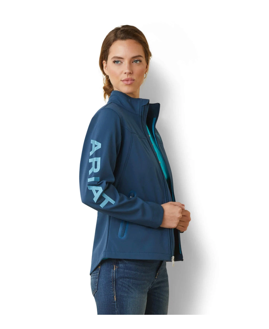 WOMEN'S Ariat Team Logo Softshell Deep Petroleum Jacket 1 WOMEN'S Ariat Team Logo Softshell Deep Petroleum Jacket