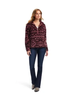 Women's Ariat REAL Berber Pullover Sweatshirt In Mulberry Brown/Nostalgia Rose -Rodeo Western Sales image d41927b7 3bb4 4c17 8a1f 92ed0d0adea9
