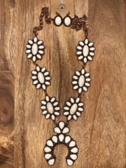 Statement Squash Blossom Necklace Set (White)