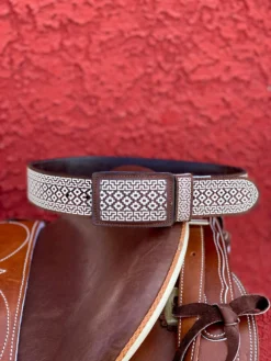 Men's Cinto Lazer - Mil Cruz En Color Cafe Con Blanco