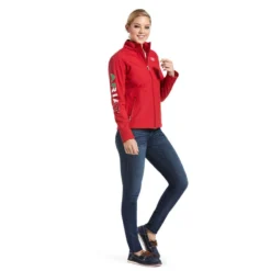 Women's Ariat Classic Team MEXICO Softshell Water Resistant Jacket Style#10031428 -Rodeo Western Sales redwomensjacket3 1